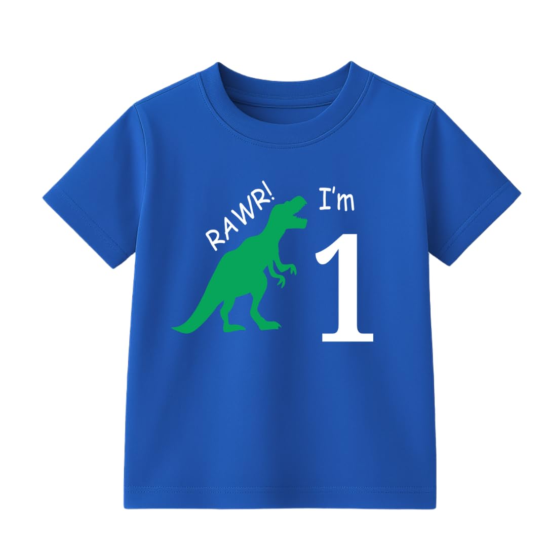 1st Birthday T-Shirt for Kids Boys | Cute Dinosaur Print | 100% Cotton Round Neck Tshirt for Baby Boys, Girls (Size 1-2Y)-image-47