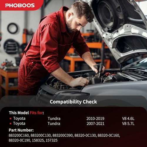 Image of PHOBOOS A /C Compressor with Clutch Compatible with Toyota Tundra 2010-2019 V8 4.6L, Tundra 2007-2021 V8 5.7L. Fast Cooling, Low Noise, Easy Installation, Ref. 158325