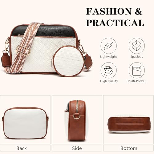 Image of Crossbody Bags for Women Vegan Leather Small Purses with Detachable Coin Pouch Adjustable Guitar Wide Strap