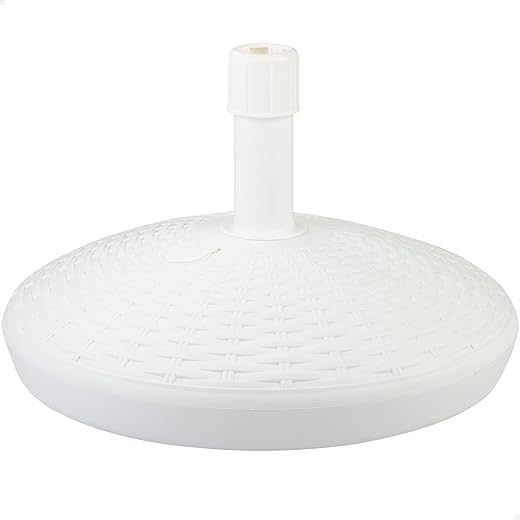 AKTIVE 61127 - Base sombrilla terraza exterior circular blanca, resistente al agua y a los rayos del sol, base parasol con depósito de agua o arena, duradera y estable