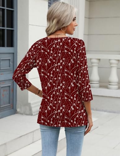 Image of Zeagoo 3 /4 Length Sleeve Womens Tops Casual V Neck Shirts Soft Basic Tees Business Work Blouses