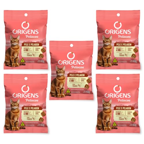 Origens Petiscos Gatos Pelo Saudável Sabor Frango 40g 5 Unidades