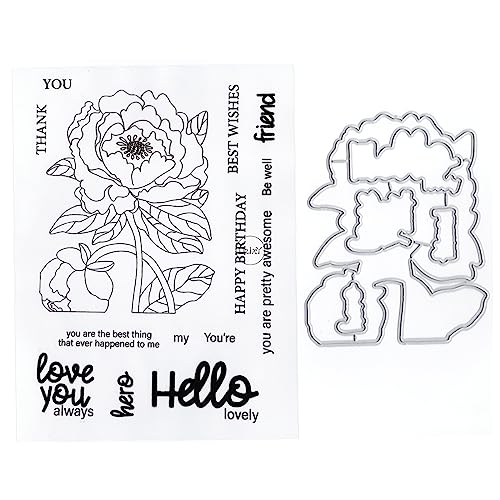 DzIxY 月の花の葉 クリアスタンプと金属切削ダイセット カード作成 スクラップブック ペーパーキット サプライ シール 収納ポケットの商品画像（Amazon）