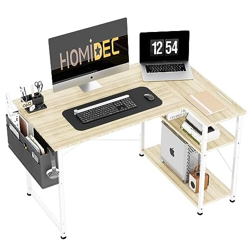 HOMIDEC L Shaped Desk 100CM Computer Desk Study Office Desk Gaming Desk Writing Table With Bookshelf Reversible Corner Desk For Home Office Studio Workstation 27 HOMIDEC L Shaped Computer Desk 100CM With Bookshelf - Reversible Corner Study Table for Home Office, Studio, Gaming, Writing Workstation