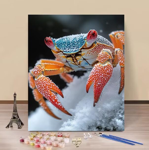 Paint by Numbers for Adults Crab Painting by Numbers Snow, Adult Crafts Canvas Oil Painting DIY Art Kits, Hobbies for Adults Women with Accessories for Home Wall Decor 80x120cm Frameless 8-85902