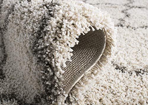 Safavieh Hudson Shag Collection 8' X 10' Ivory/Grey Sgh282A Moroccan Trellis Non-Shedding Living Room Bedroom Dining Room Entryway Plush 2-Inch Thick Area Rug #TOP7