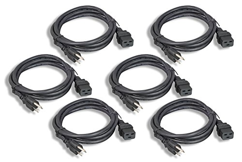 Cablelera North American Power Cord Extension NEMA 5-15P to C19 6' 14 AWG 15A 125V 6 Pack (ZPK039SI-06)