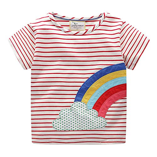 LUMMY KIDS Toddlers Girls Boys Round Neck Short Sleeve T-Shirts Cute Sweety Rainbow Tees Cotton Tees4T