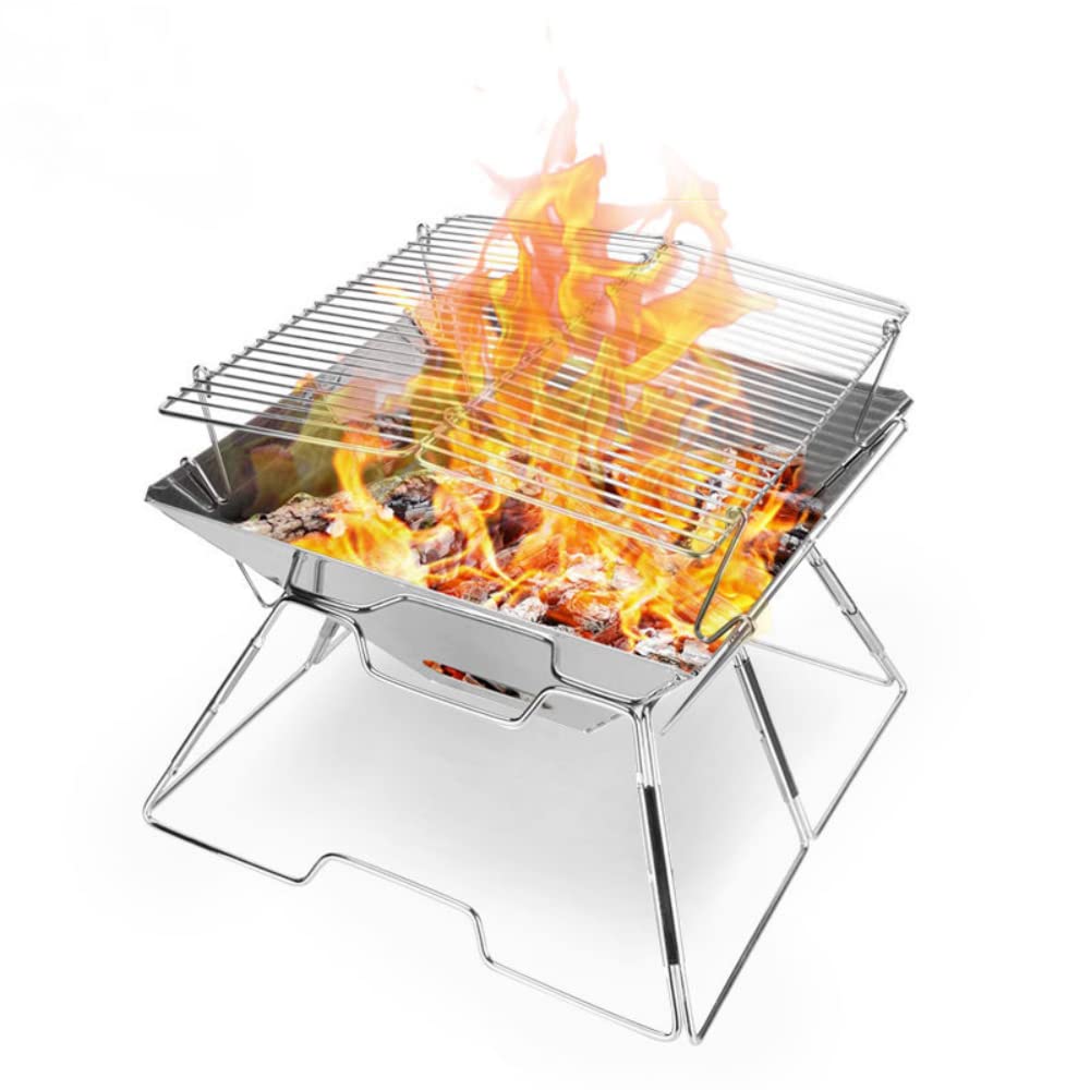 ND Folding Campfire Grill,Portable Folding Charcoal BBQ Grill for 3-4 People,with storage bag