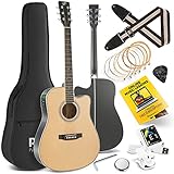 Acoustic Electric Cutaway Guitar 4/4 Scale 41” Steel String Spruce Wood w/Gig Bag, 4-Band EQ, Clip On and Onboard Tuner, Picks, Shoulder Strap for Beginners and Students