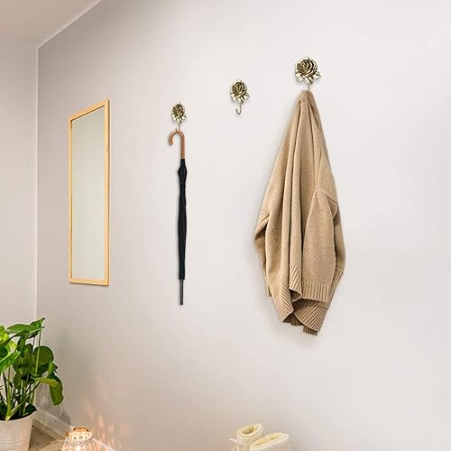 Miniatura 6 de OPENDGO Ganchos de pared dorados de resina rosa para colgar abrigos, sombreros, llaves, toallas, bolsos, perchas para decoración del hogar, paquete