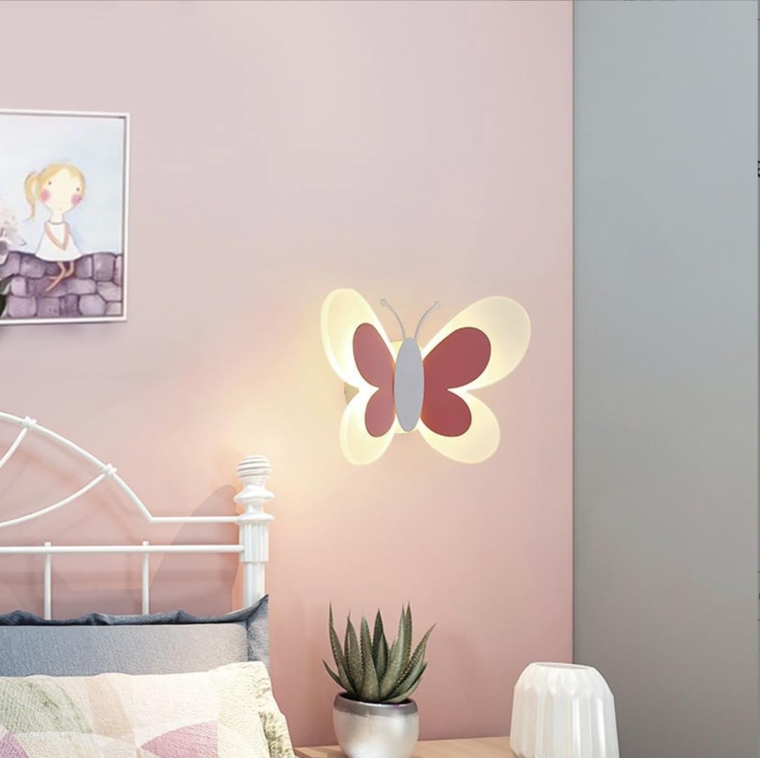 Lámpara De Pared De Mariposa LED Lámpara De Pared De Cabecera De Dibujos Animados Creativos Soporte De Iluminación De Pared Iluminación De Pared Decorativa para Dormitorio, Habitación De Niños