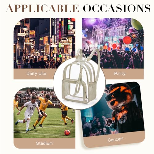 Image of Missnine Small Clear Backpack for Stadium Events Anti-theft Mini Clear Bag for Sport Event Concert with Cute Pom-pom Ball