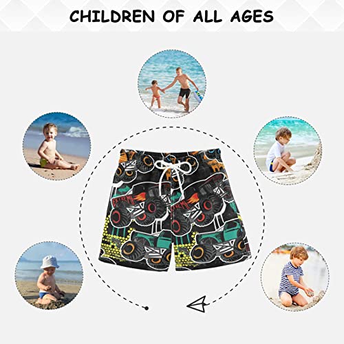 Aflyko Boys' Board Shorts Auto Vehicle Grunge Monster Truck Toddler Swim Trunk Beach Swimwear 2T #TOP5