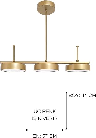 Çello Led Modern Tasarım 3 Renk Işık Seçenekli Enerji Tasarruflu 3'lü Led Avize Mutfak Salon Çocuk Odası Giyinme Odası [Enerji Sınıfı A++]