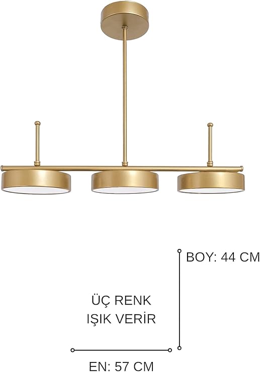 Çello Led Modern Tasarım 3 Renk Işık Seçenekli Enerji Tasarruflu 3'lü Led Avize Mutfak Salon Çocuk Odası Giyinme Odası [Enerji Sınıfı A++]