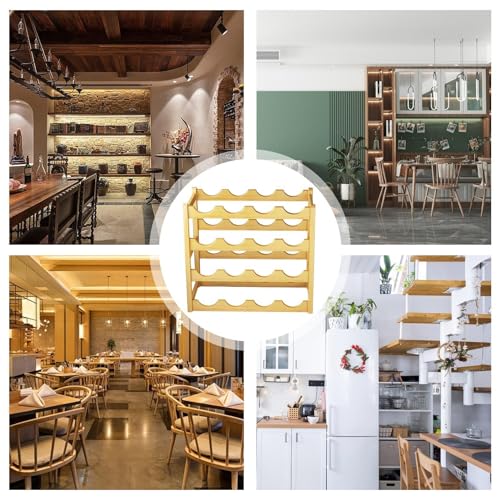 Botellero para gabinete interior, Botelleros para encimera - Portavinos de madera para 20 botellas para gabinete,Estante para vino, soporte apilable para vino de 4 niveles que ahorra espacio para alma - imagen 4