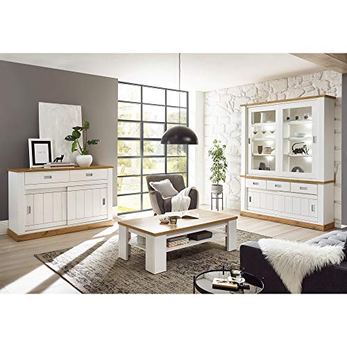 Lomadox Wohnzimmer Kombination OSIMO-61 im Landhaus Design Pinie weiß,...