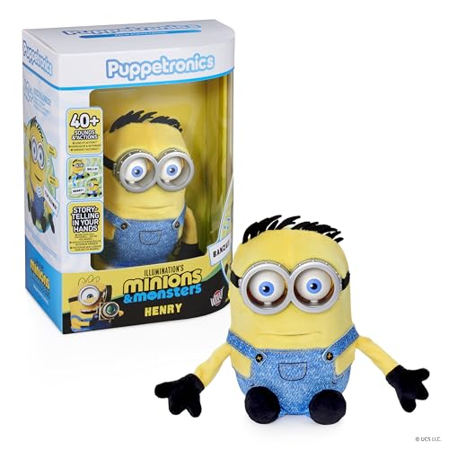 Wow! Stuff Minions Palm Puppetronic - Henry | 40+ suoni e azioni | Occhio lampeggiante e bocca mobile | Coppie con Minions James & Dick Palm Puppetronics | per fan dai 6 anni in su
