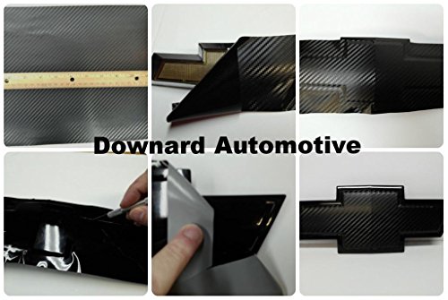 DownardWraps 4D HD Black Carbon Fiber Wrap Decals (overlays) You-Cut Chevy Emblem Cover from (2) 11