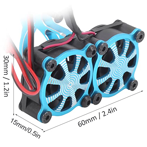 Dilwe Motorkühler, doppelter RC-Motorkühlventilator Einstellbarer Motorkühler Upgrade Ersatzteile Kompatibel mit TRX4 1/10 RC Car(Blau)