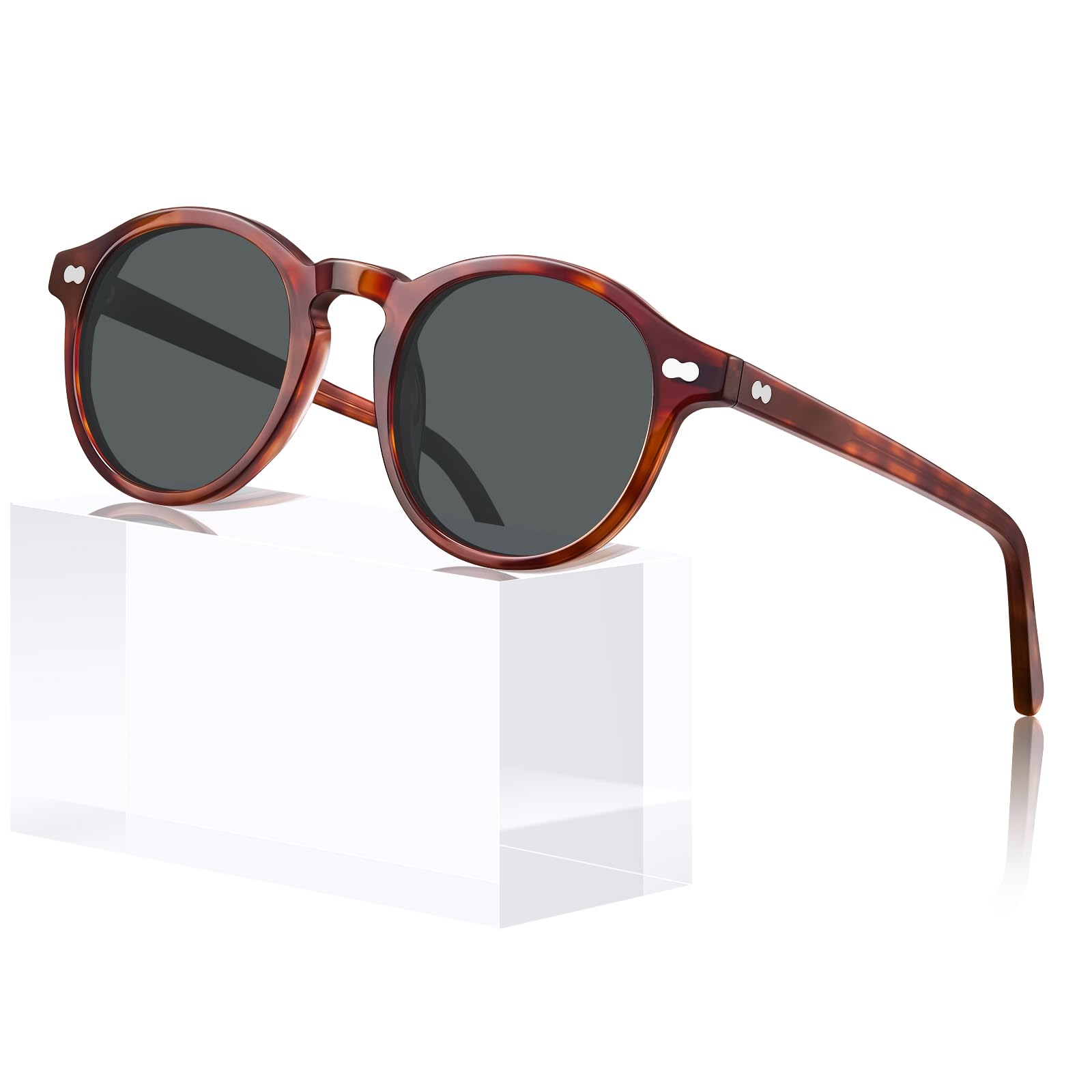 Carfia Occhiali da sole polarizzati da donna 100% UV400 Telaio rotondo Retro Tartaruga Antiriflesso CA5266
