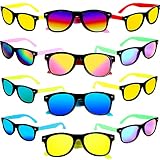 12 Pack 80's Style Neon Party Sunglasses Neon Sunglasses with UV400 Protection Kids Sunglasses Party