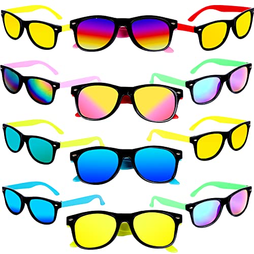 12 Pack 80'S Style Neon Party Sunglasses Neon Sunglasses With Uv400 Protection Kids Sunglasses Party Favors Aviator Sunglasses In Bulk For Boys And Girls Birthday Graduation Beach Pool Party Favors #TOP16