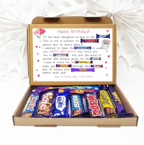 Image of Personalised Poem Birthday gift Treat Box Hug in a box, hamper Sweet gift, thank you Present for all ages Him/Her - Daughter in law