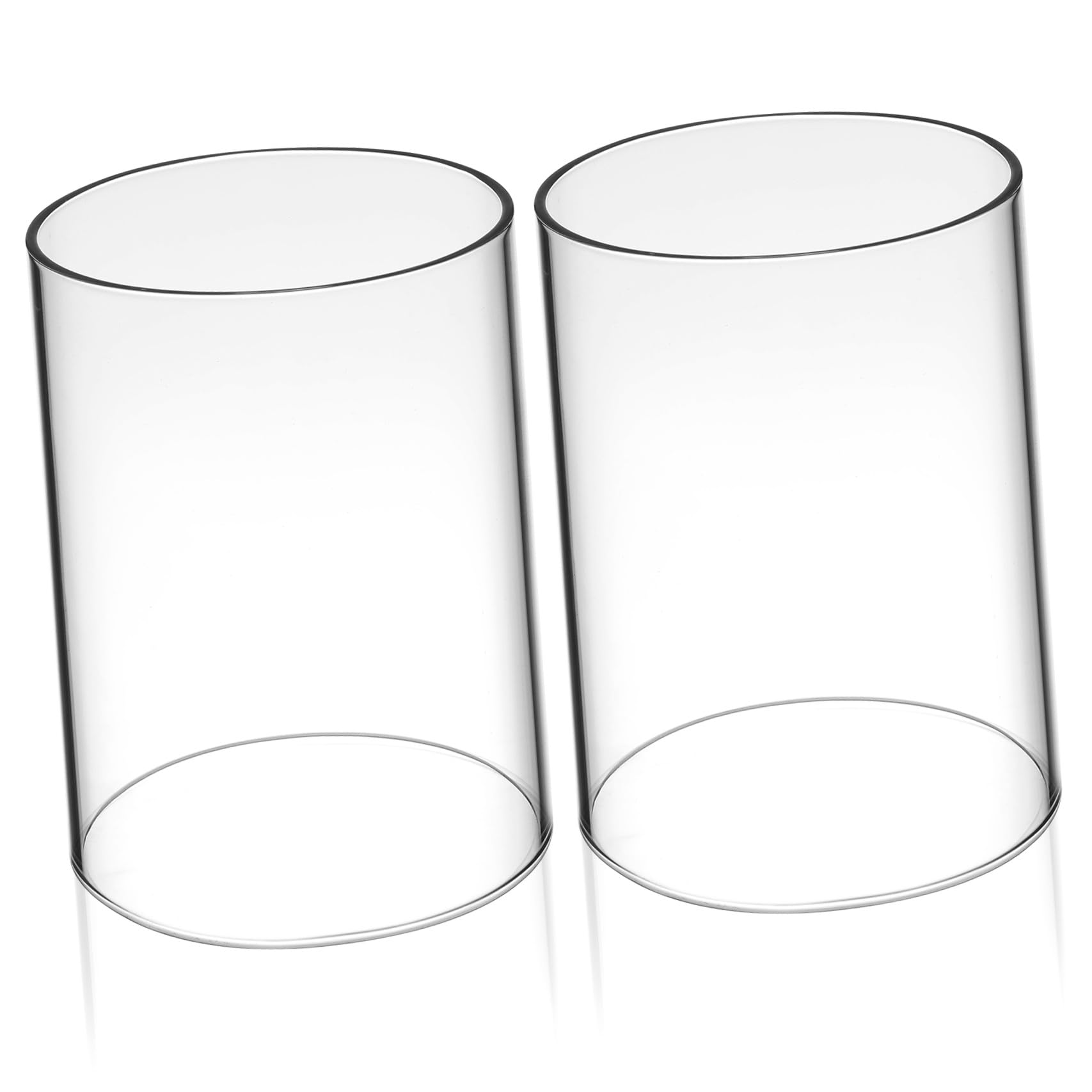Alipis 2Pcs Clear Glass Candle Tube Shades 3.94 X 2.76 Inch Open Flame Cylinder Covers for Indoor Decorative Lighting and Warm Ambiance