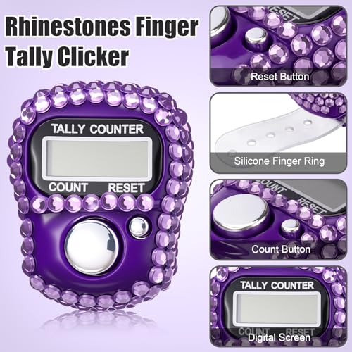 Image of Simgoing Electronic Finger Clicker Counter, Rhinestones Tally Tasbeeh Counter Gifts for Prayer Islamic Golf Counting Goods Lap Knitting Bling Accessories