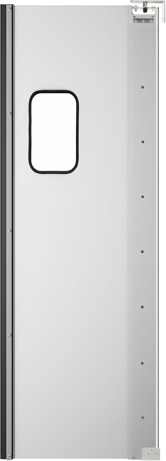 KoolMore Commercial Double Aluminum Swinging Traffic Door with 9 in. x 14 in. Window - 60 in. x 84 in. Door Opening (KM-SWD30X2)