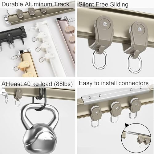 Rail de rideau pliable et modulable, fixation murale de 8m