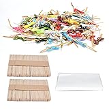 Juanqiapas para bolsas de golosinas, para envases de dulces, 100 bolsas de piruletas con cintas bowknot y palos de madera, para regalos de fiesta de galletas de chocolate, a prueba de fugas (mariposa