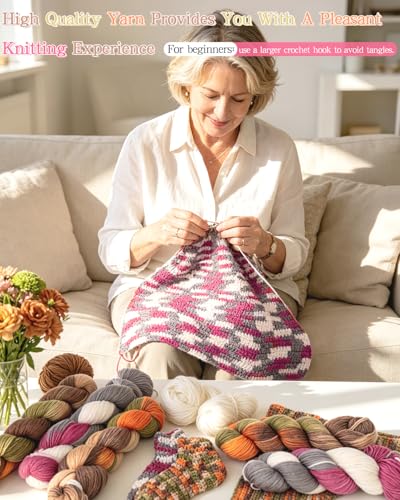 Image of Katech 3 Pack Wool Yarn for Crocheting-Sock Yarn for Knitting-Magenta