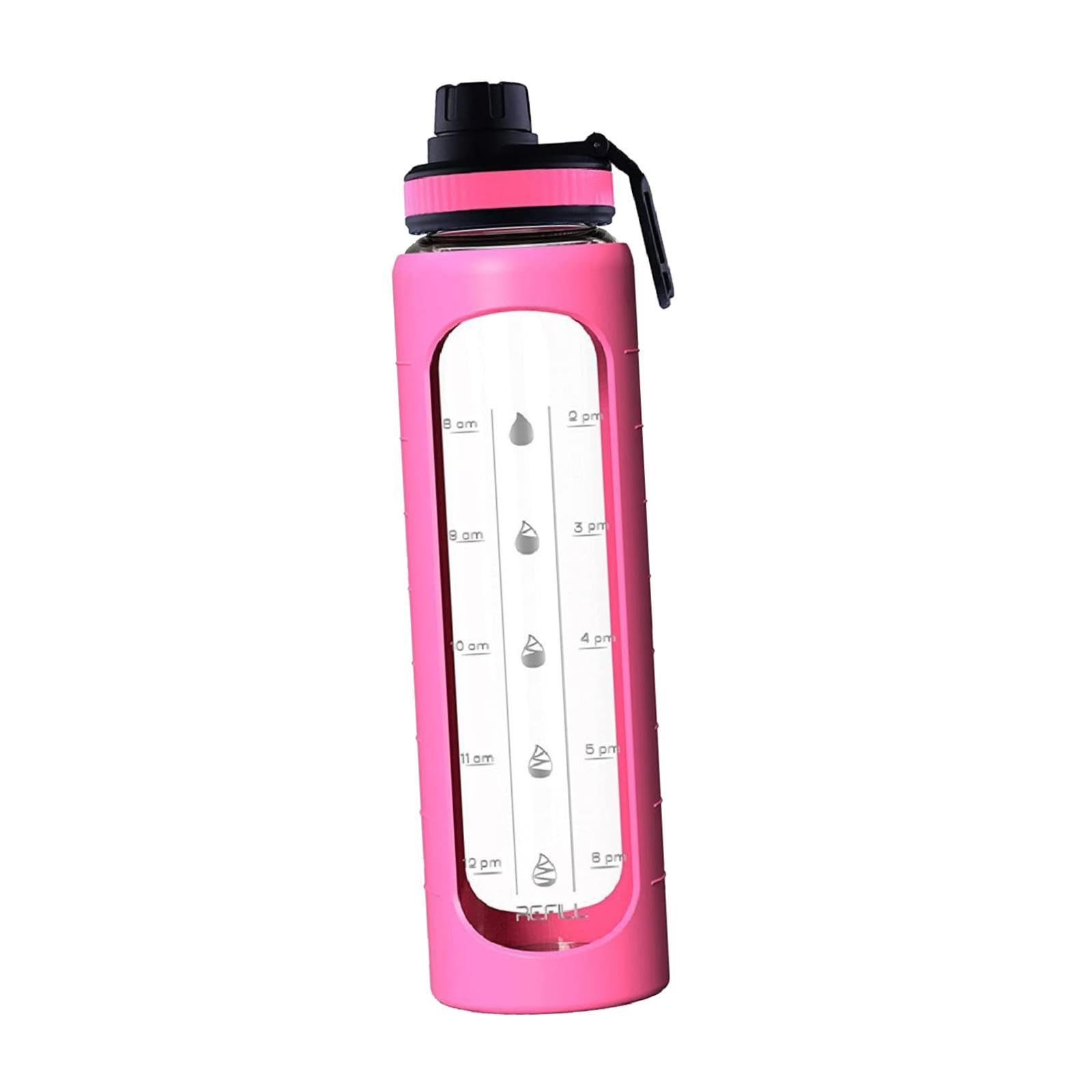Botella Deportiva Vaso de Vidrio para Hidratación con Tapa Marca de Protector Silicona Mango Cómodo Adecuada para Ejercicio Bicicleta Desplazam