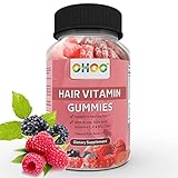 Hair Gummies Vitamins, with Biotin, Vitamin D, C, A, E, Vitamin B-12, B6, B5, Folic Acid & Zinc,...