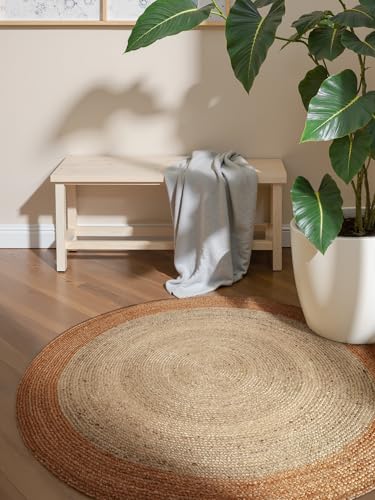 Hanse Home Jutta Alfombra de Yute Natural para salón, Redonda de 100% Yute, Tejida a Mano, Resistente y fácil de Limpiar, Moderna, Bohemia, de Fibra Natural, Color Marfil Dorado, diámetro de 160 cm