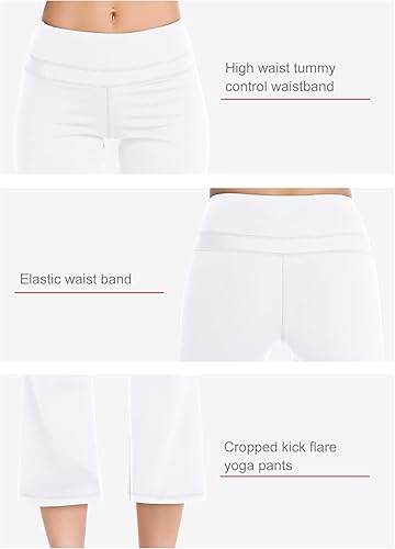 Miniatura 5 de Zeronic Pantalones capri de yoga Bootleg para mujer, leggings cortos de entrenamiento de cintura alta