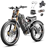 eAhora Romeo Pro Ⅱ(2025 Version) 4000W Peak Electric Bike for Adults, 52V 70Ah Battery up to 200Miles,46Mph Dual Motors Ebike,26'*4.0 Fat Tire Full Suspension Off-Road Mountain E-Bike for Men