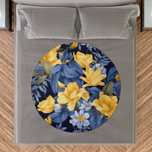 Couverture de plage ronde 150cm en microfibre de coton jaune - 8