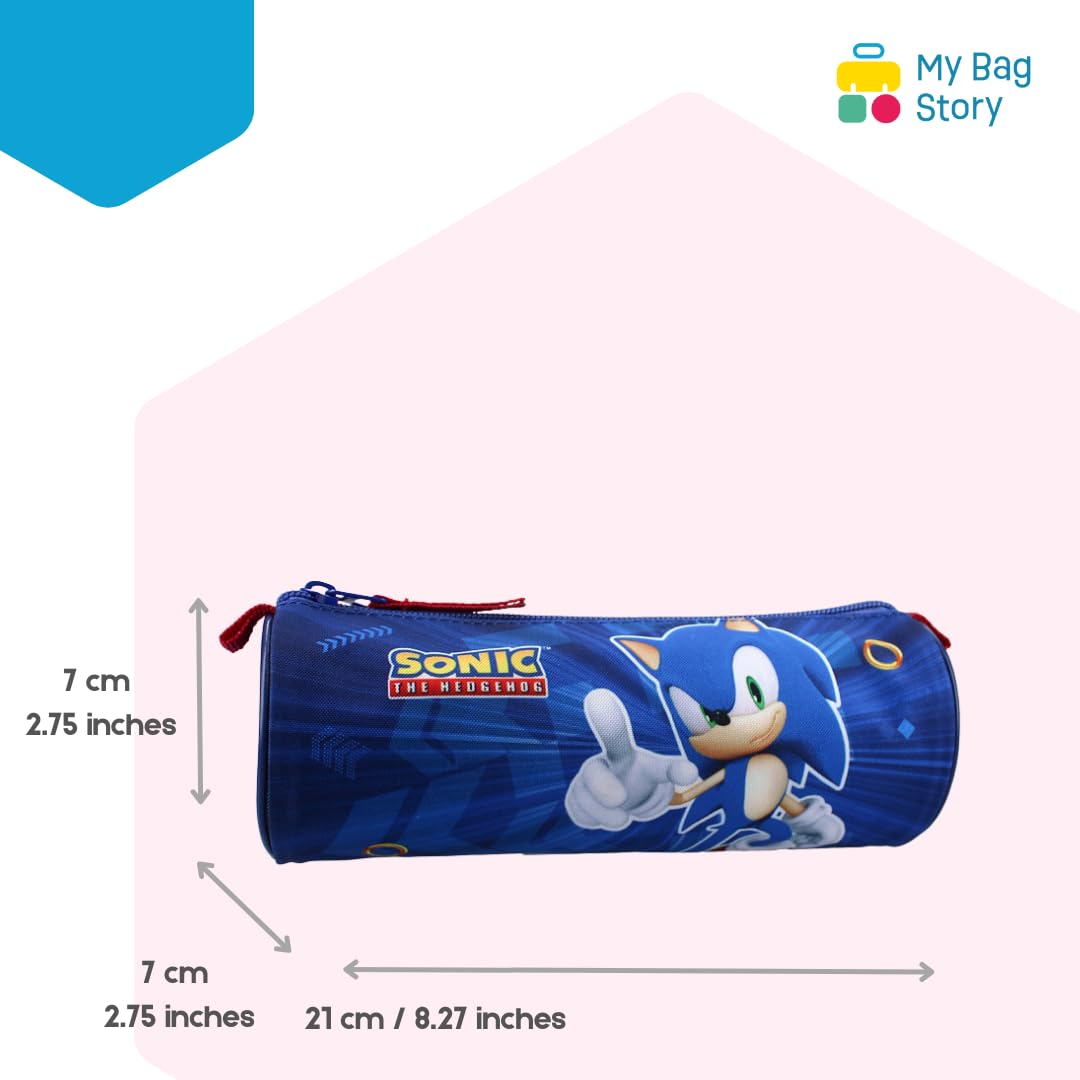 mybagstory - Pencil Case with 1 Compartments - Children - School - Kindergarten - Daycare - Girl - Size 21 cm - Gift Idea - Boy, Sonic - Blue, Classic - Image 4