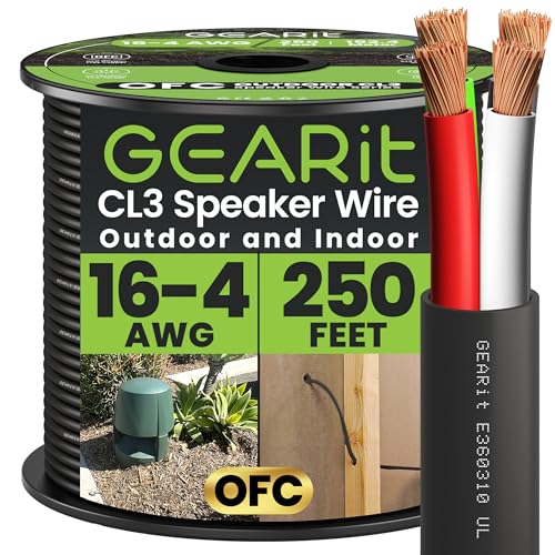 GEARit 16 Gauge CL3 Rated Outdoor Speaker Wire 250 ft