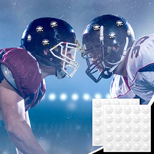 Image of Leinuosen Helmet Stickers Football Baseball Helmet Decals 1-1 /8 Inch Vinyl Sports Football Decals Self Adhesive Hockey Stickers for Hockey, Lacrosse, Batting(Clear Print White,Skull)