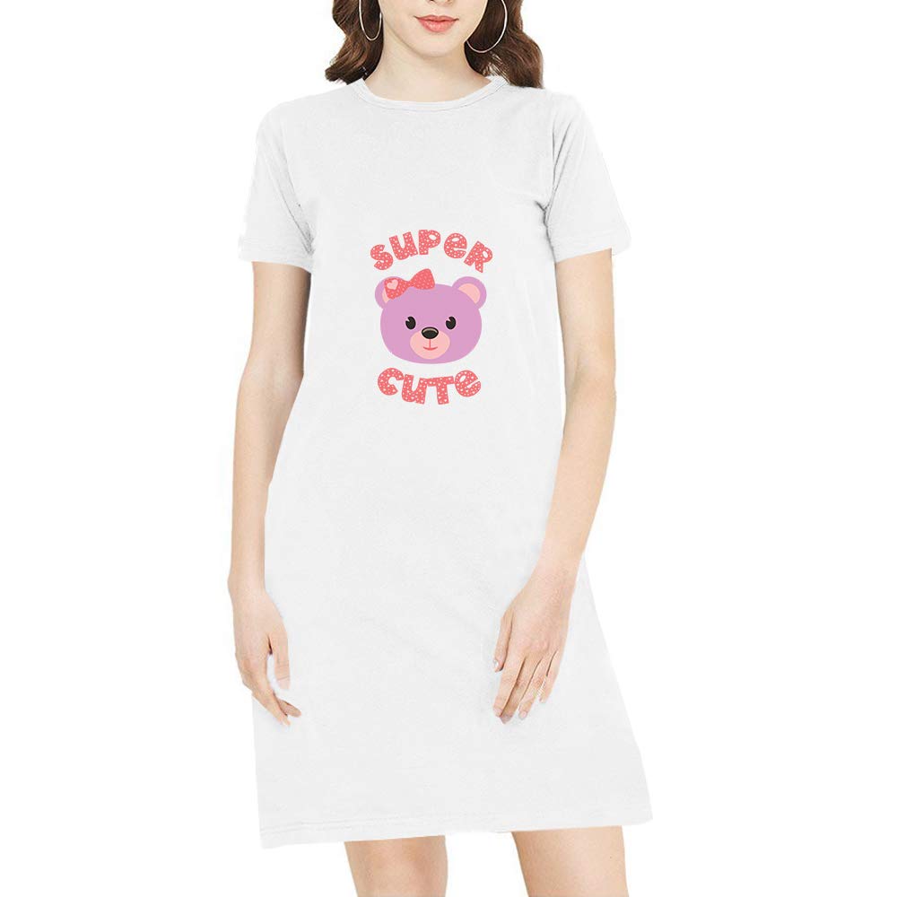 pooplu Women's Regular Fit Knee Length Super Cute Cotton Graphic Printed Round Neck Half Sleeves Multicolour Tshirt. One Piece, Knee Long, Three Fourth Tops, Pootlu Tees and Tshirts-picture-43