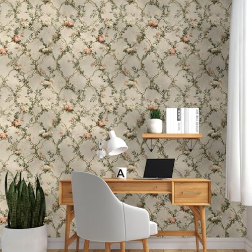 Image of PAPER PLANE DESIGN Vintage Floral Self Adhesive Wallpaper Peel & Stick, Waterproof, Stain-Proof & Self Adhesive Vinyl | Easy to Clean | 16 in X 90 in, Decor for Bedroom, Hallway, Living Room (C)