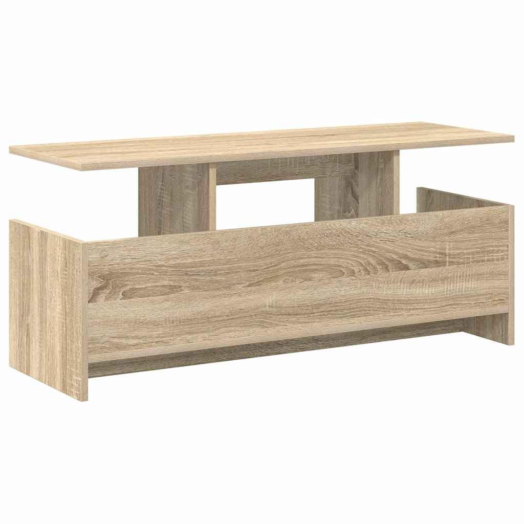 Mobile per TV in rovere Sonoma, 102 x 35 x 45 cm, con vano portaoggetti, mobile basso e ripiano multimediale, per soggiorno, home theater, mobiletto con ripiano e gestione dei cavi