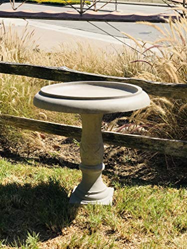 Kante Rc01098A-C80091 Lightweight Traditional Flower Diamond Pattern Birdbath, 24.5 Inch Tall, Weathered Concrete #TOP7