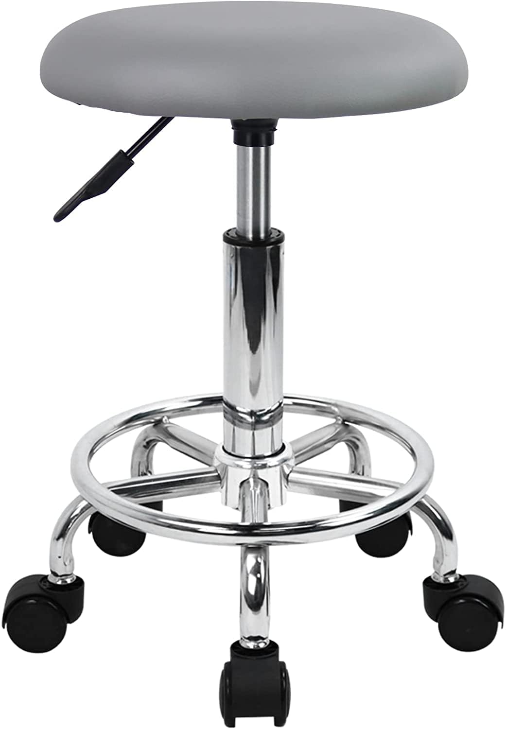 CRAFTSPEN - Swivel Rolling Stool with Footrest Height 18 to 22 inches Adjustable PU Leather Doctor Salon Vanity Spa Massage Office Stool Chair Small (Grey) 1pc CRAFTSPEN - Swivel Rolling Stool with Footrest Height 18 to 22 inches Adjustable PU Leather Doctor Salon Vanity Spa Massage Office Stool Chair Small (Grey) 1pc