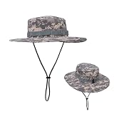 Military Boonie Hat Tactical Camo Bucket Hats for Men Women Wide Brim Sun Hat Fit Hunting, Fishing,